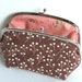 Brown and Cream Berry Print Cosmetic Purse, Makeup Bag, Handbag Organizer