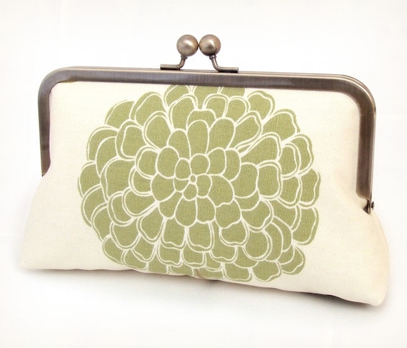 SALE PomPom bloom clutch purse with silk lining by RedRubyRose