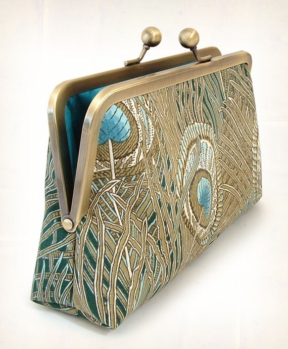 Classic Liberty peacock luxury silklined clutch bag