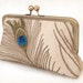 silk peacock feathers - luxury clutch bag