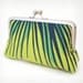 Chartreuse stripe silk-lined clutch bag