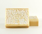 Sandalwood Vanilla Soap, Gold White, Softly Romantic Scent, Vegan Soap, Swirled Golden Color Slightly Iridescent