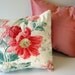 Cushion Pillow Cover SET - Two 16 Inch Square - Silk - Pink Blooms - Flannel Interlining