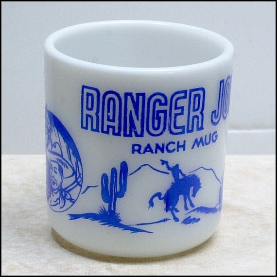 Children Vintage with Cup Cowboy Glass vintage Joe Horse joe cup Ranger Mug Milk ranger