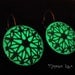 Green Glow in the Dark Antiqued Brass Filigree Earrings
