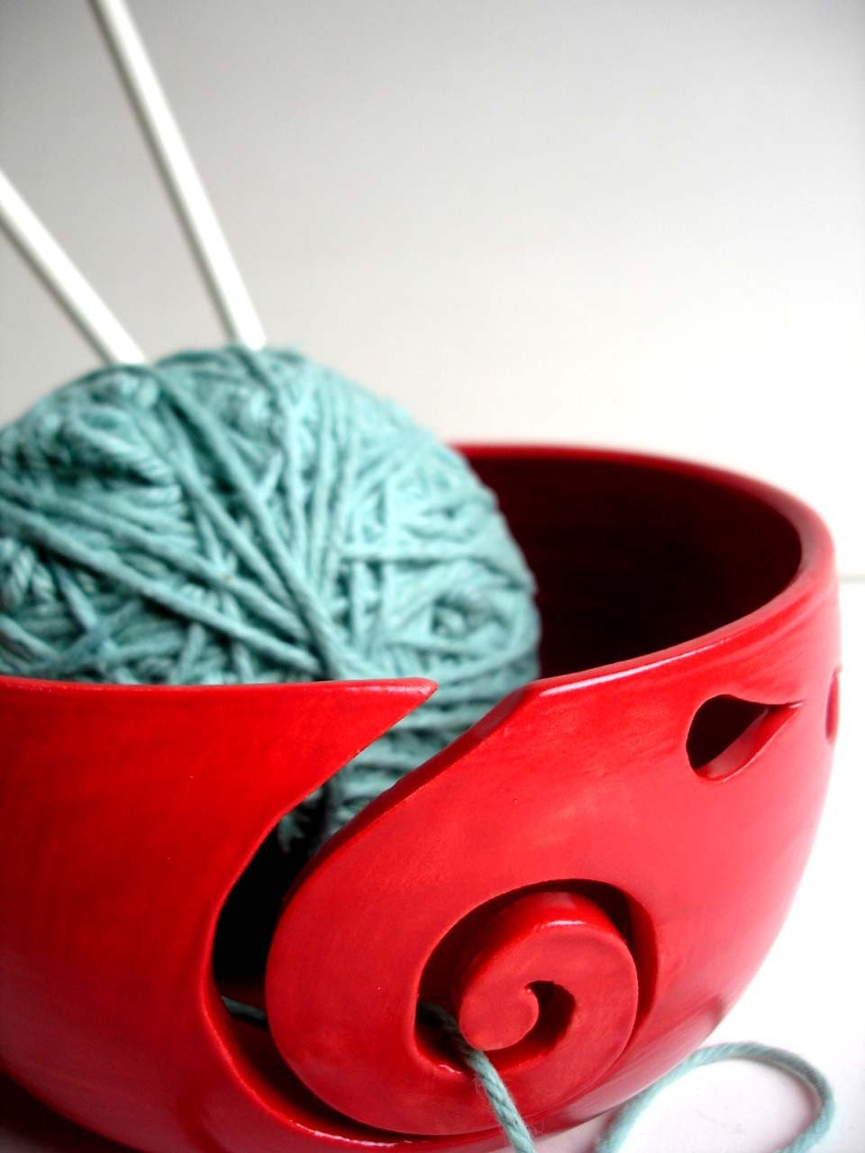 Red Ceramic Wheel Thrown Yarn Bowl MADE TO ORDER