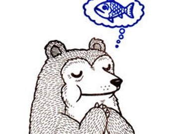 Praying Bear Limited Edition Gocco Screenprint