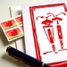 Biking Together Red Lino Cut Bicycle Cards - Set of 3