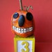 Button Eyed Halloween Pumpkin-folk art-READY TO SHIP