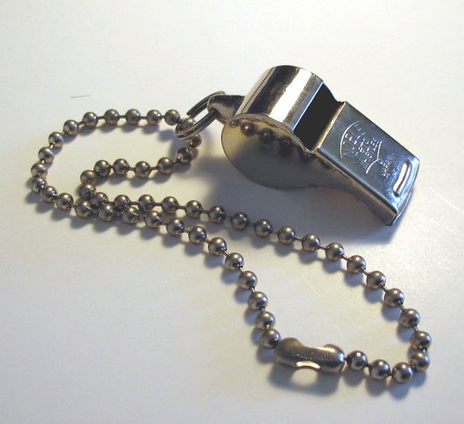 Vintage Noble Metal Whistle on Chain Police Referee Teacher