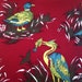Even More Vintage 1950's Red Bird Print Fabric 1 3/4 Yards