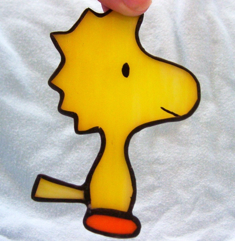 Woodstock yellow bird stained glass suncatcher Peanuts little