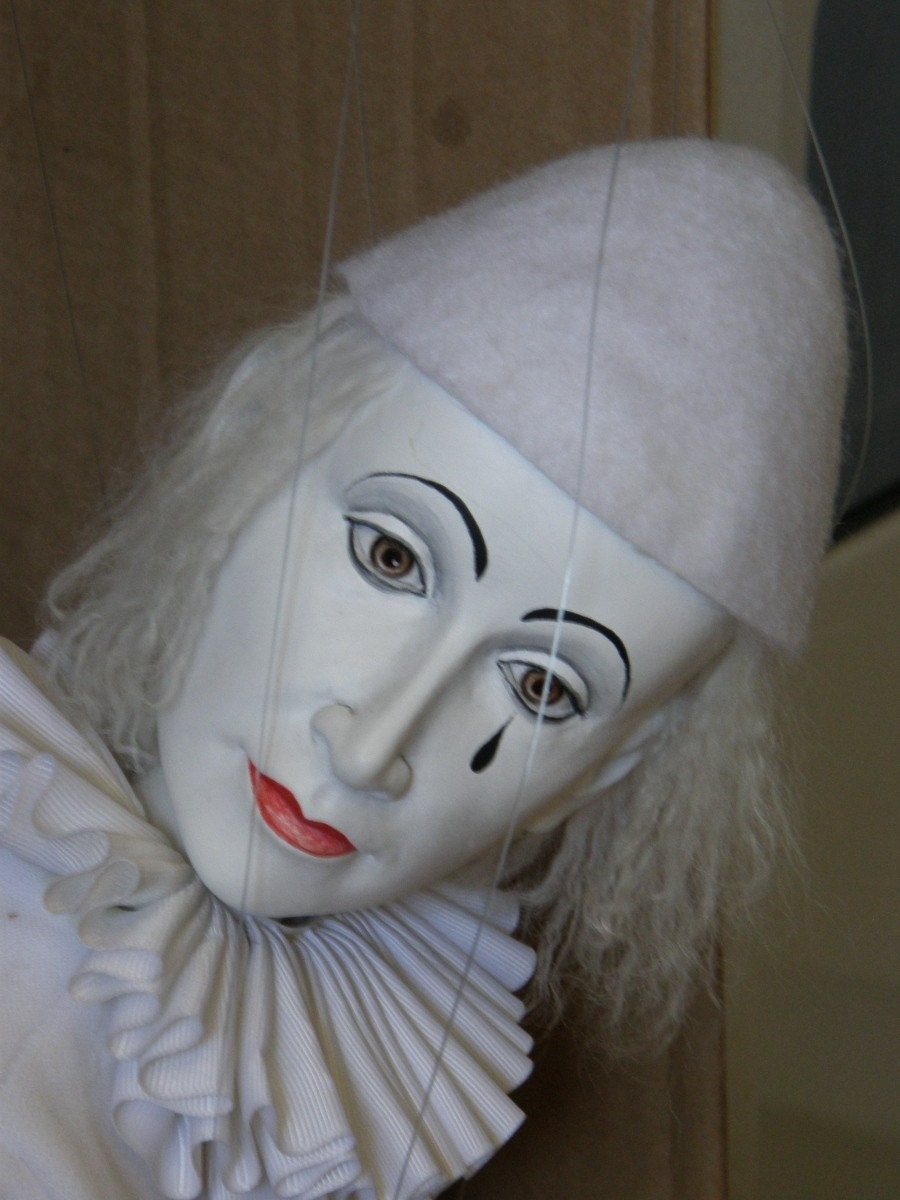 Pierrot OOAK fine art doll collectible Commedia