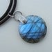 Labradorite Silver Bailed and Leather Necklace