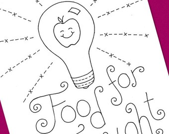 Lightbulb Food For Thought Embroidery Pattern