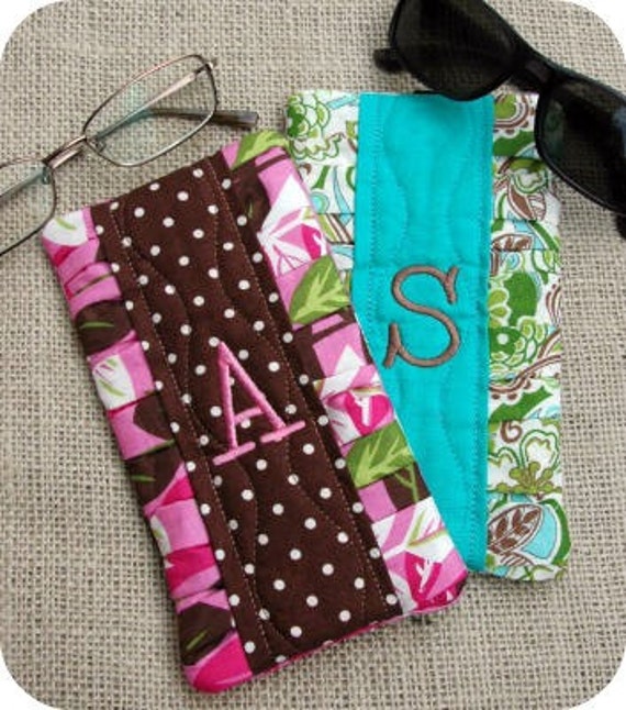 Pleated Monogram Eyeglass Cases Machine Embroidery Files