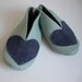 Blue Leather Baby Booties with Hearts
