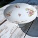 1900 French fruit dish pedestal floral violettes ceramic porcelaine compote dish