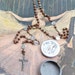 Antique 1930 French rosary & his tin box coming from Lourdes religious christianity