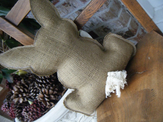 burlap bunny pillow