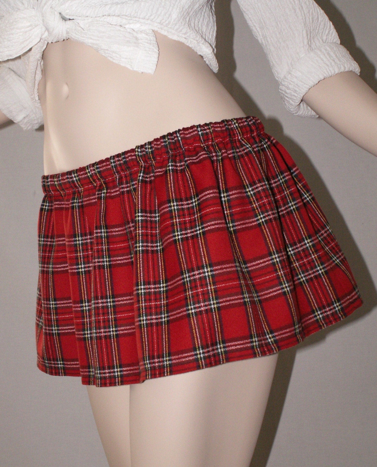 Naughty SCHOOLGIRL Red PLAID Mini Skirt PLUS by dontchajustluvit