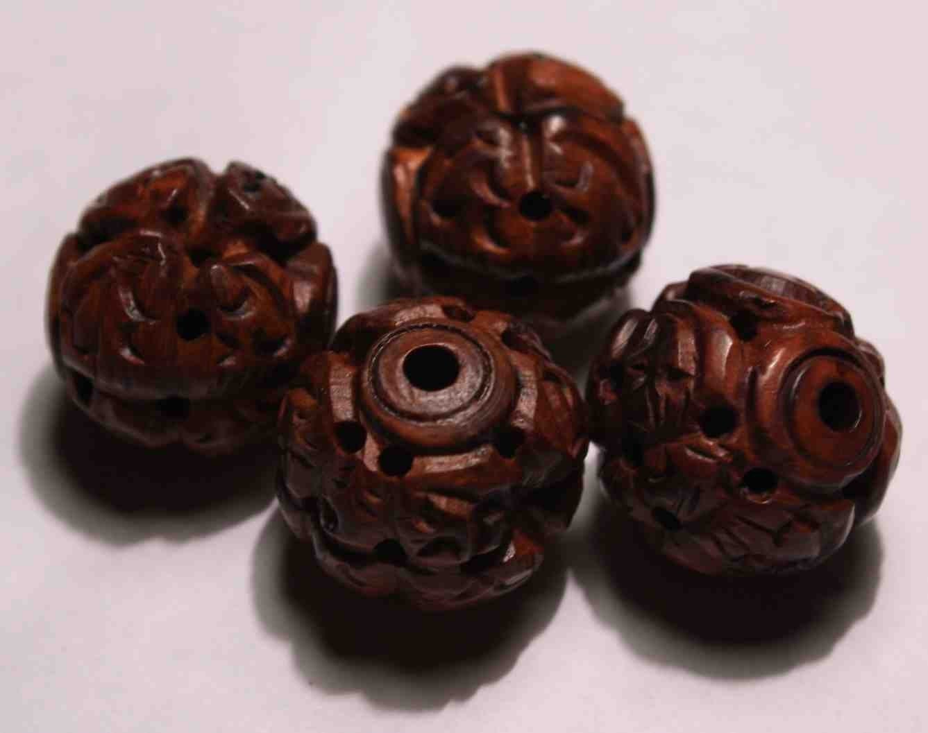 4 Carved Wood Beads by BeadinAroundTheBlock on Etsy