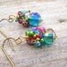 Sparkling faceted Teal crystal crocheted jewelry cluster earrings
