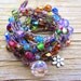 Vintage rose crocheted wrap bracelet/boho/bohemian/surfer/glam/hiker/earthy