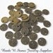 Hammered Look Coin Charm Drop, 7mm Antique Gold Brass- 25 PCS