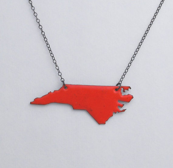 North Carolina Necklace with Red Enamel and Blackened Silver Chain as worn by Brooke on One Tree Hill Final Episode