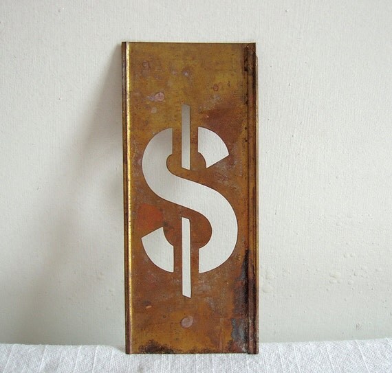 vintage brass dollar sign stencil by EmilyLynch on Etsy