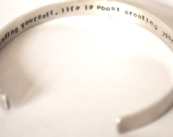 hand stamped personalized handstamped INSIDE sterling silver bracelet cuff...