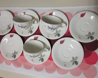 Hallcraft Eva Zeisel Caprice pattern Lot of mugs and saucers.