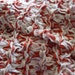 Peppermint Candy Stick, handknit ruby red and snow white scarf with fringe