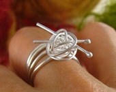 As seen in May issue of Yarnwise UK  - knit me somethin' ring - sterling silver knitting ring, gift for knitter, for the love of knitting