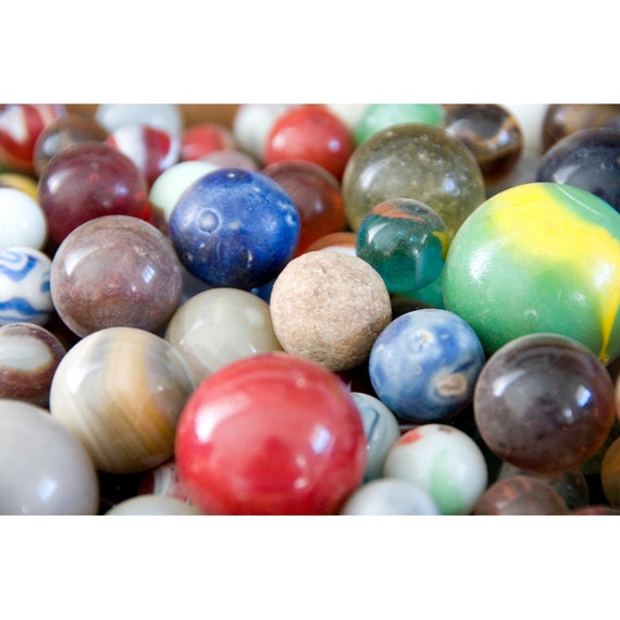 Items similar to Marbles Fine Art Photograph Whimsical Still Life Photo Marble Collection