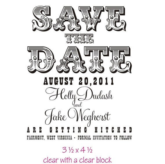 Large custom save the date rubber stamp for Make your own save the