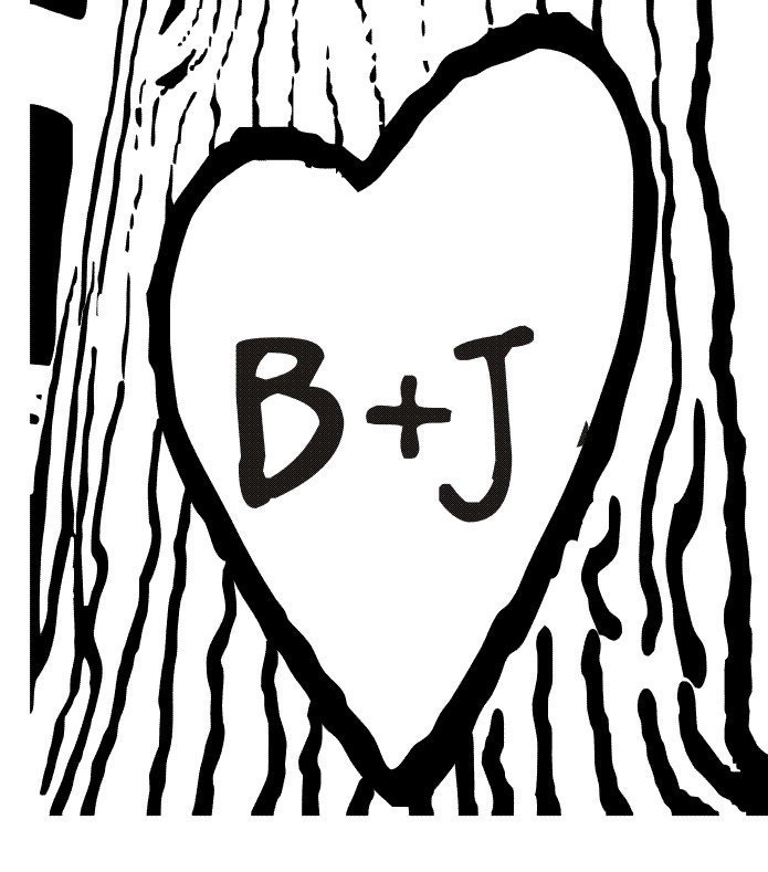 heart carved on a tree with initials carved in by stampoutonline