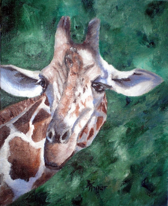 Giraffe Original Oil Painting 8x10