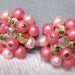 Vintage Pink Earrings JAPAN 1950s Clip Backs Beaded Clusters Pretty