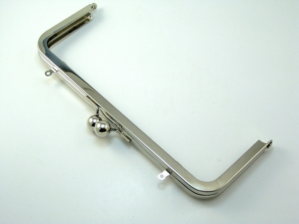 8 x 3 inch Shiny Nickel Metal Clutch / Purse Frame with