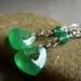 Green Onyx Earrings on Oxidized Sterling . Wirewrapped Gemstone Briolette . Emerald Glow