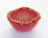 Beaded Gourd  Bowl Painted Gourd Art Orange Ring Dish Bridesmaid Gift Idea Hostess Gift Idea Woman Teen Girl Gift for Girlfriend Romantic