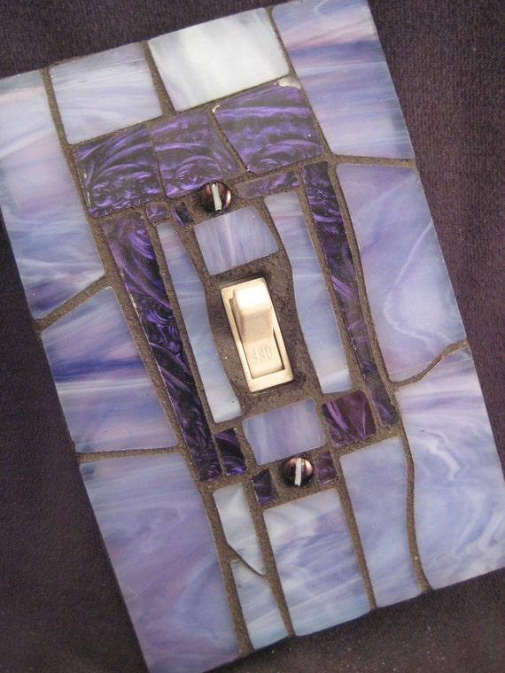 Stained Glass Mosaic Switch Plate CoverLavender and Purple