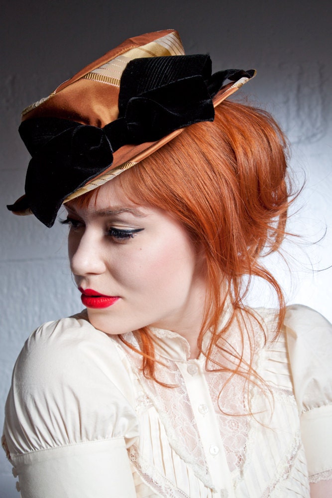 Suffragette Silk Damask Boater Hat by BaroqueAndRoll on Etsy