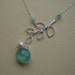 Silver Branch Necklace & Aqua Chalcedony, Stone Necklace, Branch Charm Necklace, Branch Pendant Necklace, Sterling Silver, Pearl Necklace