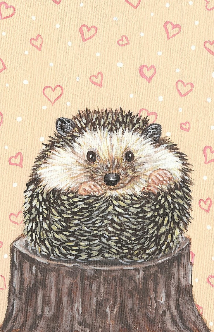 Hedgehog Acrylic Painting 5 x 7