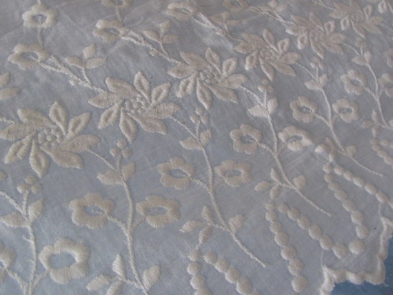 ANTIQUE SWISS EMBROIDERED Muslin Fabric by AuntSuesVintage on Etsy