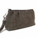 Clutch Purse Rectangle Wristlet Herringbone Wool in Warm Brown