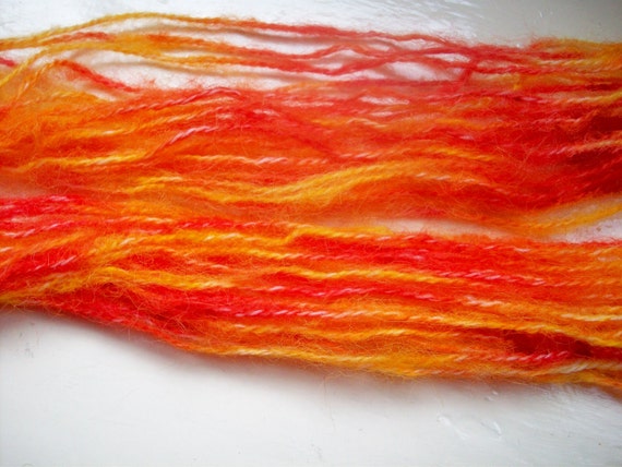 Hand painted 25g Alpaca rich yarn  yellow orange by SpinningStreak
